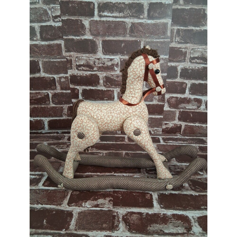 Vintage Handmade Rocking Horse Fabric Plush Granny Core Cottagecore Decor Toy